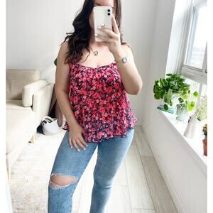 Express Pink Floral Print Tank Blouse Size XS
